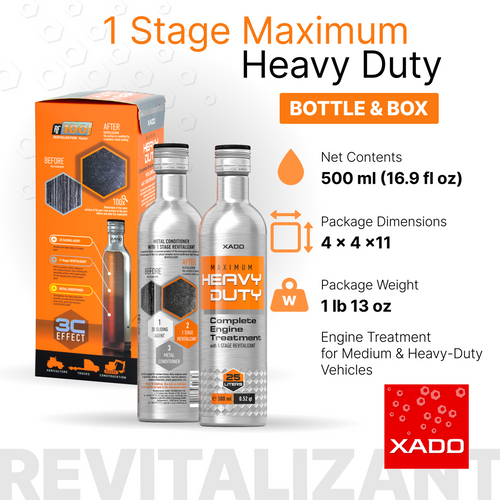 XADO 1 Stage Maximum Heavy Duty – Metal Conditioner for Medium to Heavy-Duty Engines | 10-25 Qt.